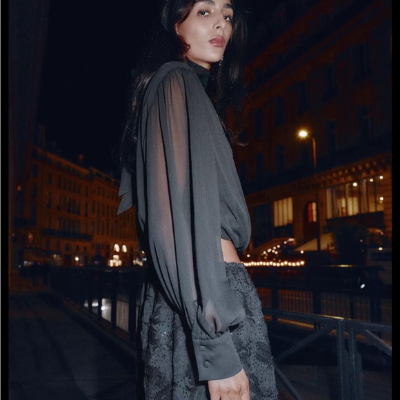 Zara limited edition SEMI-SHEER DRAPED
BALLOON SHIRT - Picture 5 of 10